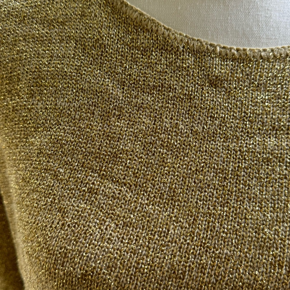 Jaclyn Smith vintage Gold Sequined Chiffon Layer Lagenlook Sweater vintage - Picture 3 of 8